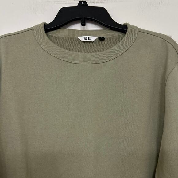 Uniqlo U Cotton Olive Green Crewneck Crop Length Sweatshirt Size Large - Picture 6 of 11